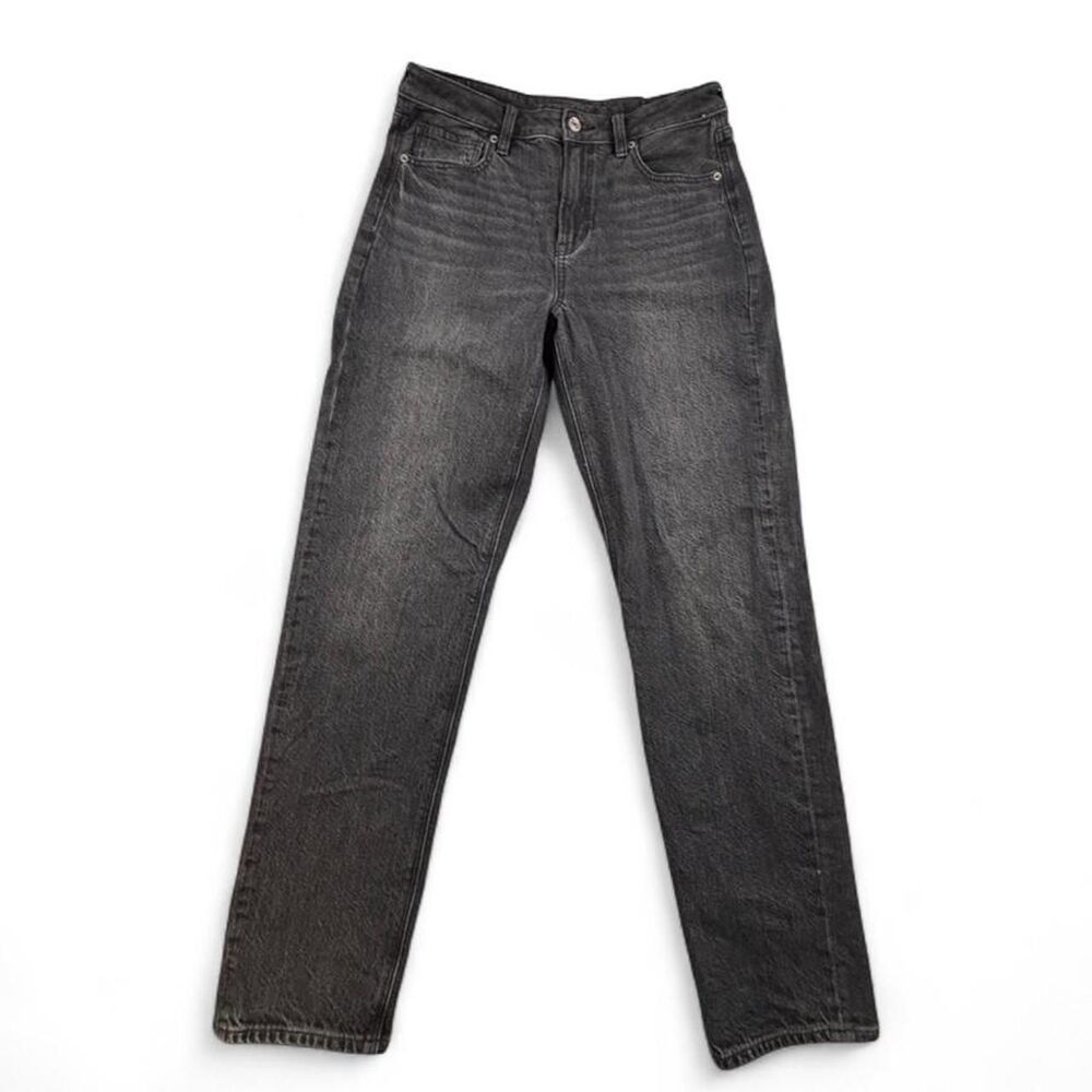 American Eagle Strigid Straight Leg Jeans Women's 6 Black High Rise Denim